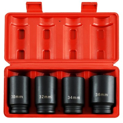 Acymner 1/2 Drive Deep Spindle Axle Nut Impact 4 Pcs Metric Axle Nut Set Cr-Mo