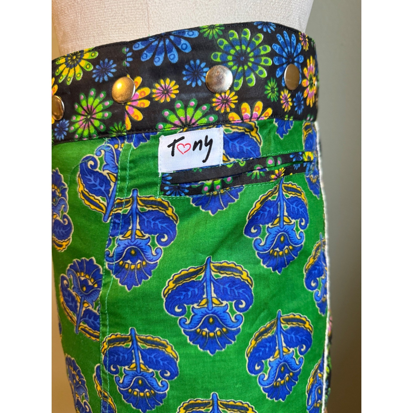 Snap Butterfly Floral Patchwork Wrap Mini Skirt C… - image 5