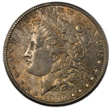 1900 P AU/BU+ Toned Morgan Silver Dollar $1 Uncirculated Philadelphia
