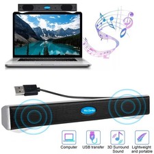Wired Computer Speakers Soundbar 2.0 Stereo Bass Sound USB for Desktop PC Laptop