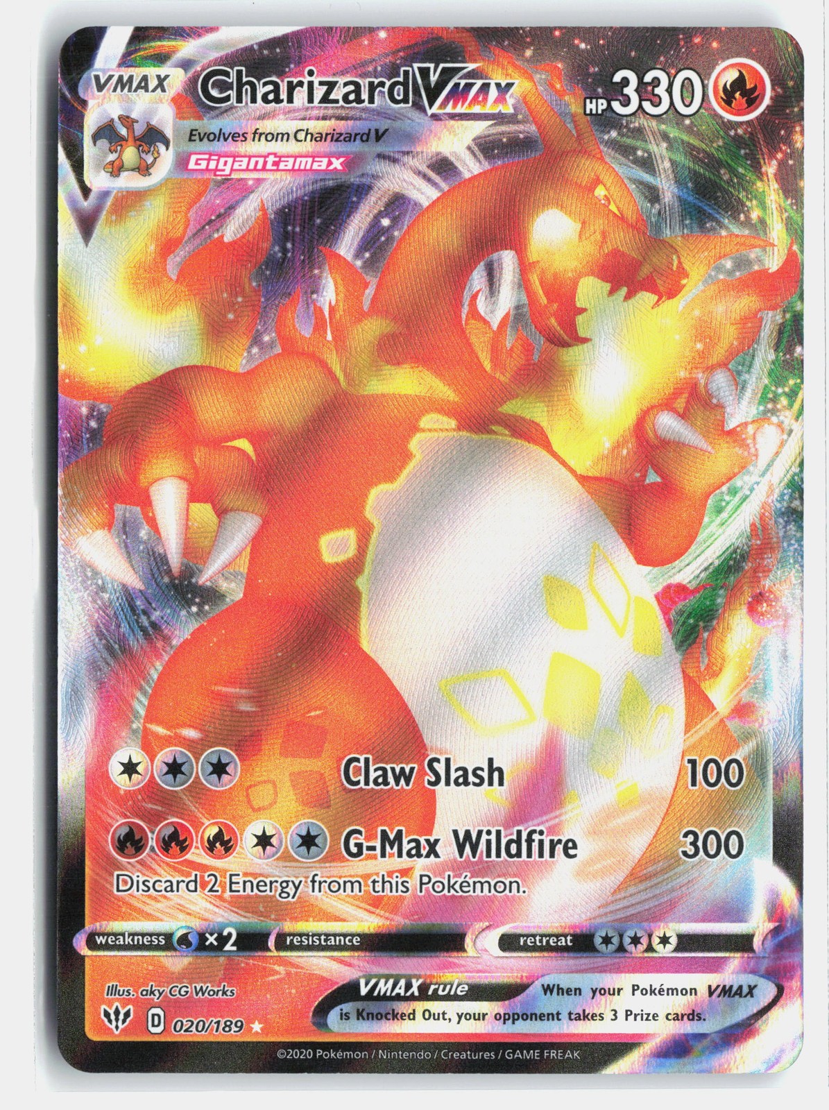 Charizard VMAX Holofoil 020/189 SWSH03: Darkness Ablaze Ultra Rare