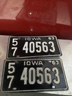 Pair 1963 Iowa License Plates Matching Set 57-40563 — photo 1