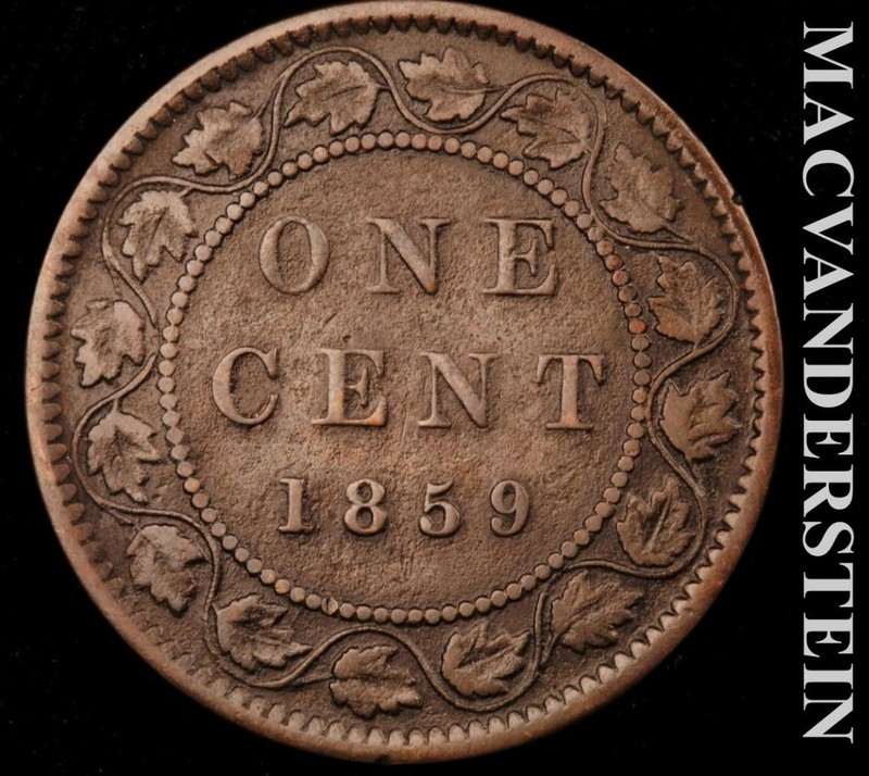 Canada: 1859 One Large Cent - Loop '7' Repaired Vine  Scarce  No Reserve  #L7744