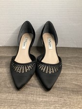 NINA BLACK EMBELLISHED SATIN PUMPS SIZE 7M Tamay