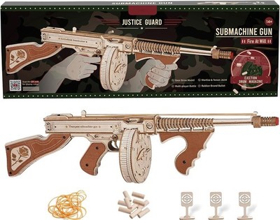 ROKR Thompson Maschinenpistole 3D Holz (NAGELNEU & versiegelt) Zum Selbermachen Modell Geschenkset