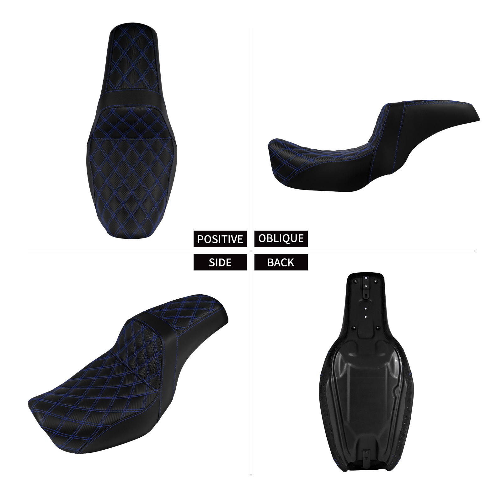 Blue Stitching Driver Passenger Seat Fits For Harley Dyna Wide Super Glide 06-17