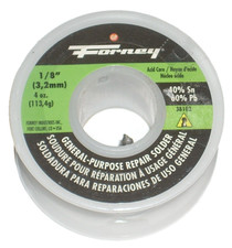 Forney Acid Core Solder 1/8" Dia 4 oz, General Purpose Repair Solder - 38103