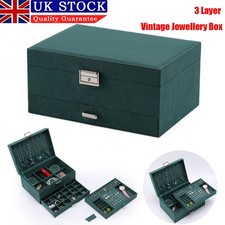 3 Layer Large Jewellery Box Rings Necklaces Bracelets Jewelry Storage Organiser