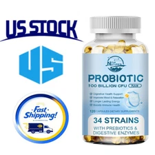 120PCS Probiotics Complex Good Stomach Gut Health 100 Billion CFU Vegan Capsules
