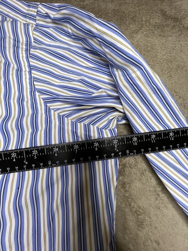 Polo By Ralph Lauren Blue Yellow Striped Stanton Classic Fit Button Down Size XL - Picture 3 of 5