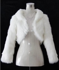 XXS-XXL Fashion Wedding Faux Fur Half Coat Long Sleeve Elegant Fashion Wear NEW