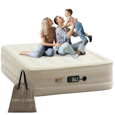 Simpli Comfy Inflatable 18” Queen Air Mattress with Built in Pump S... Fas