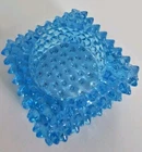 VTG. Fenton Blue Glass Square Hobnail/Spiked Trinket/ Votive Holder