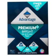 Advantage Multi Purpose Premium Bright Ink Jet Y laser Paper 8.5'' X 11" 800 S