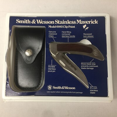 Smith & Wesson Knife & Sheath 6061 Clip Point Stainless Maverick Collectable
