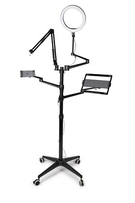 Gator Frameworks 5-in-1 Mobile Content Creator Streaming Stand with Tripod Base