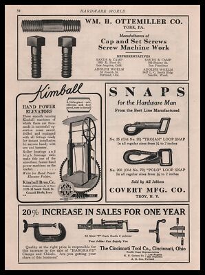 1929 Kimball Bros Co. Council Bluffs Iowa Hand Power Elevators Vintage Print Ad