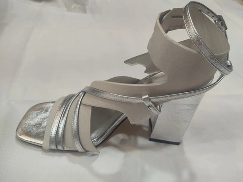 Marc Fisher Mledalyn Silver Ankle Strap heels Sandals Size 7.5 - Picture 9 of 11