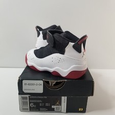 Nike Air Jordan 6 Rings White Black Red Toddlers Size 6C Kids Shoes 323420-012