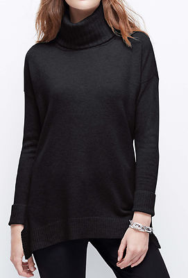 NWT Ann Taylor Cashmere Turtleneck Tunic in Black Size XS
