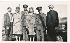 WWII Snapshot 2 Soldiers, Sailor, their girls and friend Uniforms Photograph