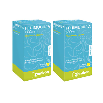 2 X Fluimucil A 600mg Effervescent Tablet 10s Clear Phlegm Relief Cough