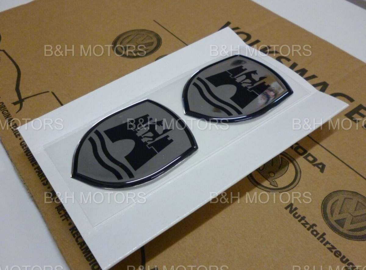 NEW GENUINE VOLKSWAGEN WOLFSBURG CREST BADGE SET BLACK / CHROME