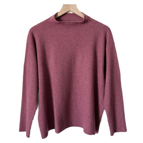 Eileen Fisher italienischer Kaschmirpullover mit Trichterausschnitt Oberteil lila Größe Small - Bild 2 von 5