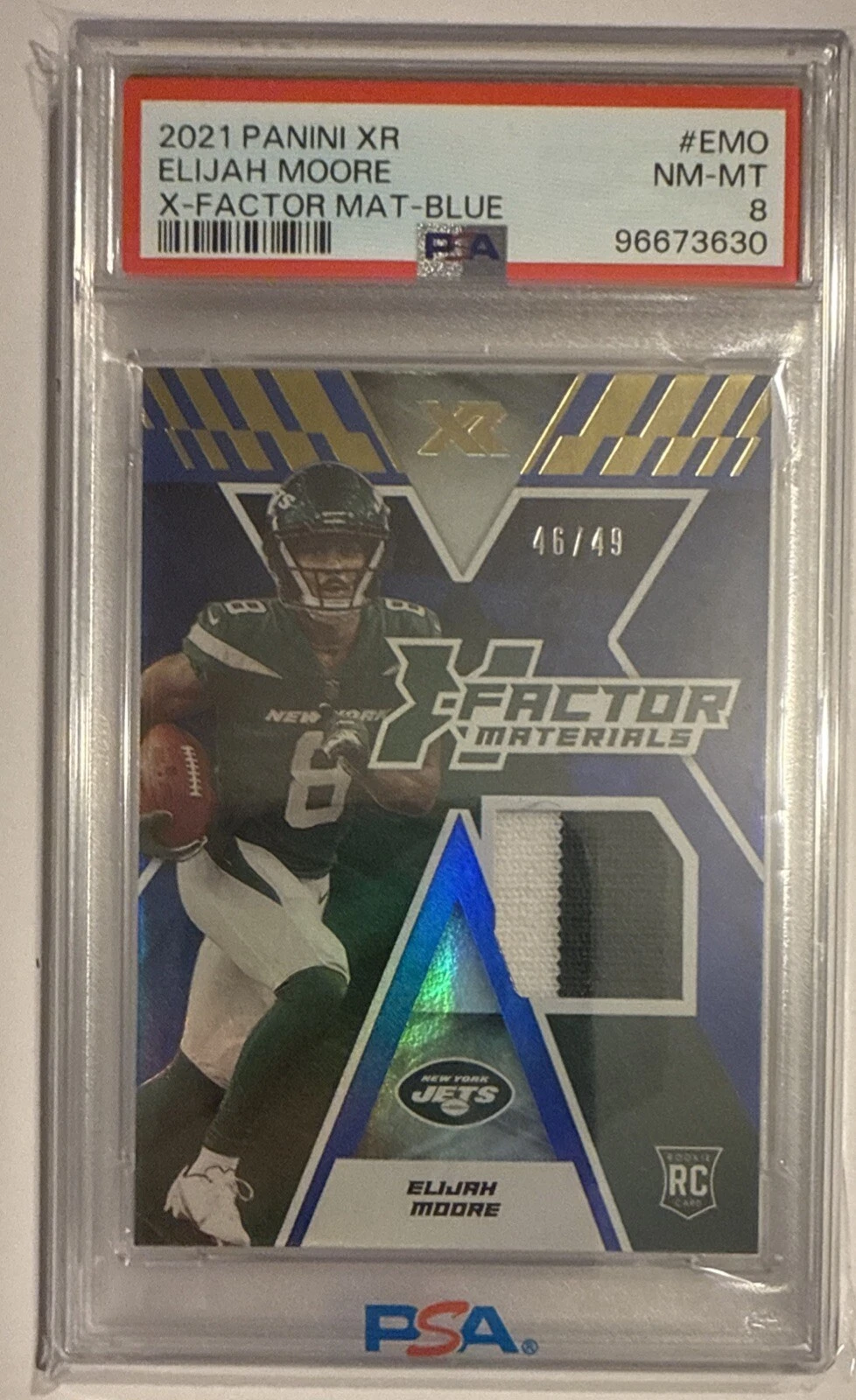 Elijah Moore Panini XR X-Factor Materials #EMO Blue