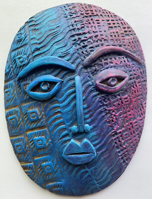 Signed Vintage Expressionist Contemporary Ceramic Head Face Painting Sculpture