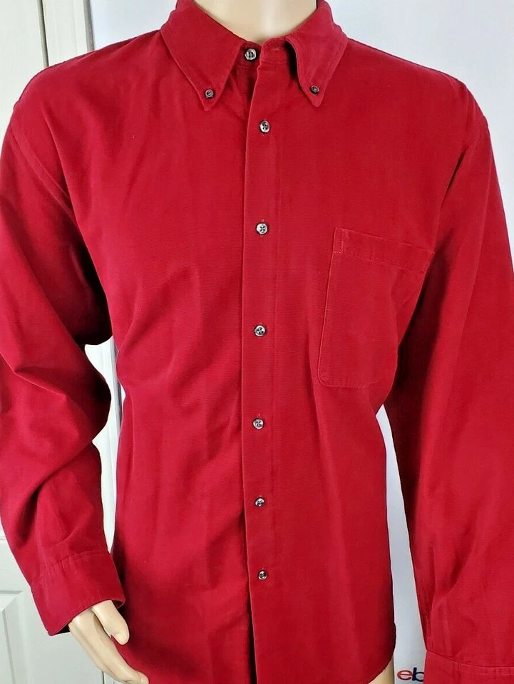 Long Sleeve Corduroy Button Down Red Shirt. Men's XL. Club Room Charter Club. - Image 4 of 4