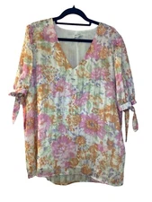 Women’s Boutique Petal Dew Floral Shimmer Blouse Size Large