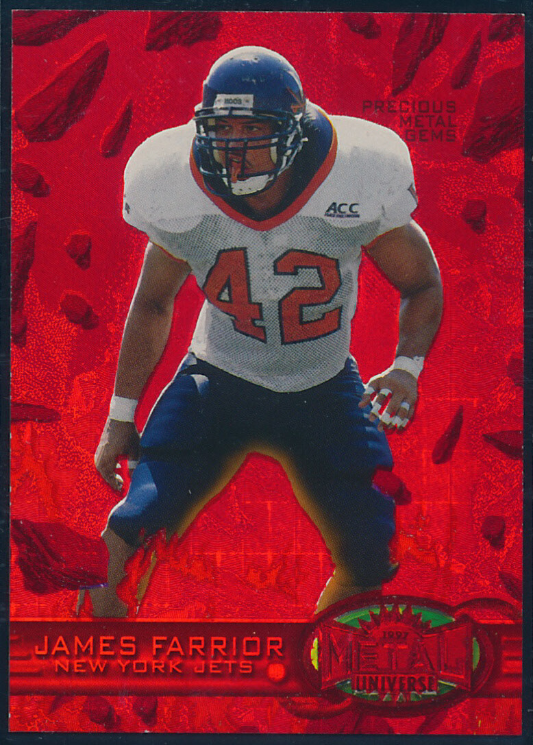 1997 Metal Universe Precious Metal Gems Red #184 James Farrior Rookie 129/150