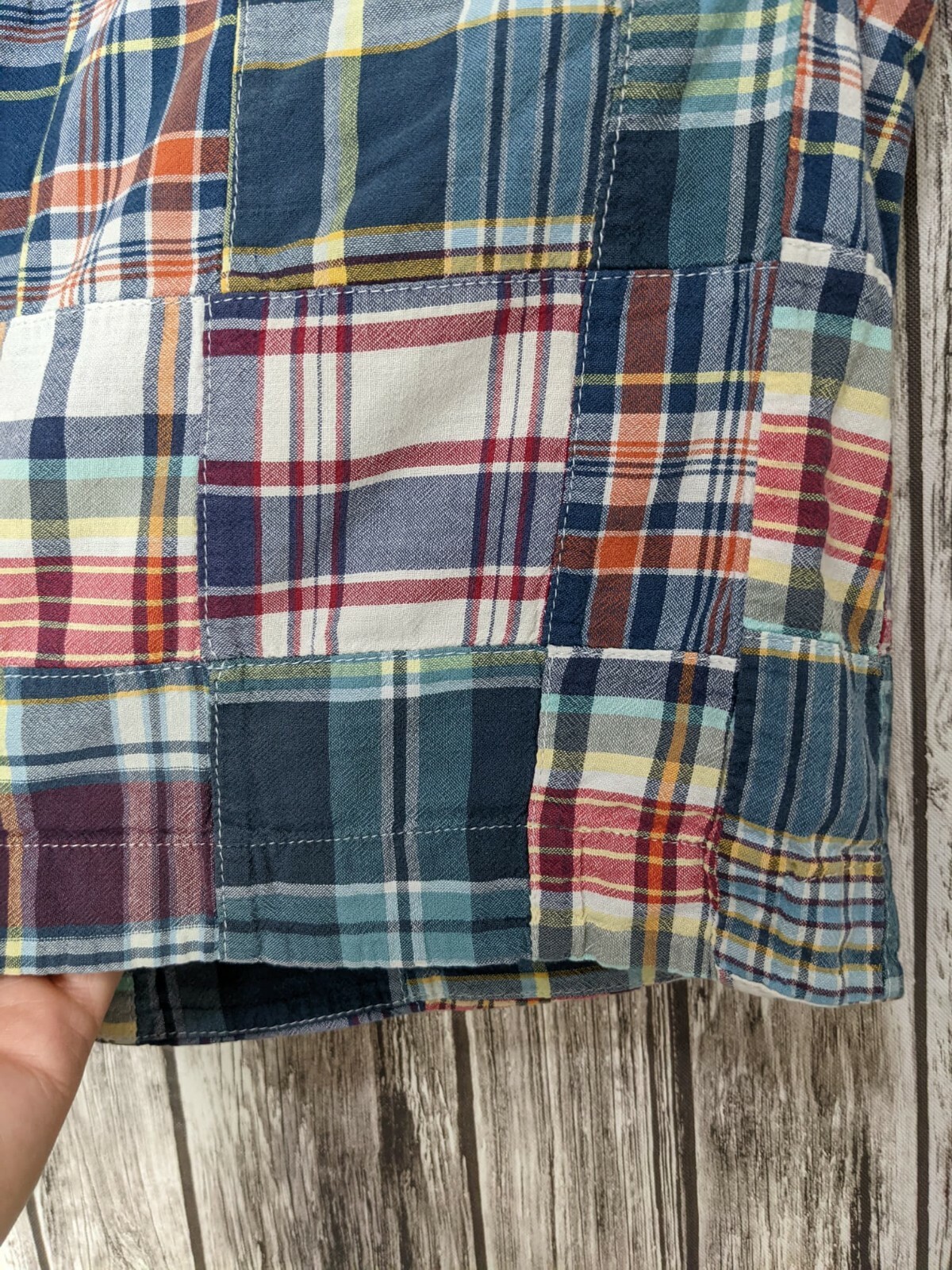 Men's Blue Multicolored J.Crew Patchwork Flat Fro… - image 6