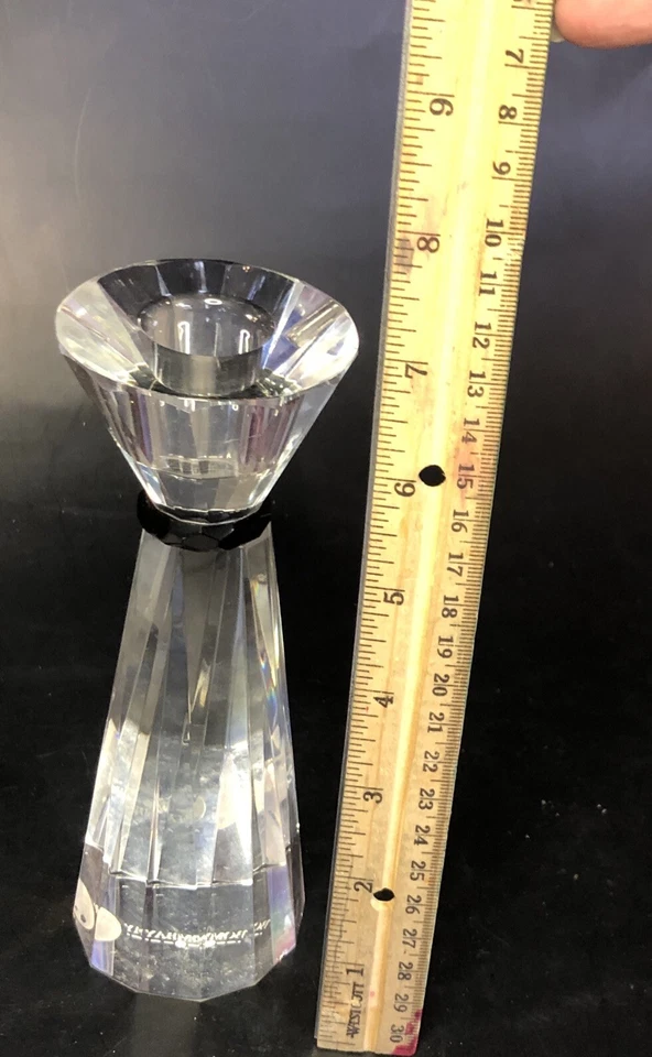 Juego de 2 ~ Soportes para Candelabros de Cristal Bombay Óptico Facetado Cónico 7" y 8" ~ De Colección Foto 4 de 4