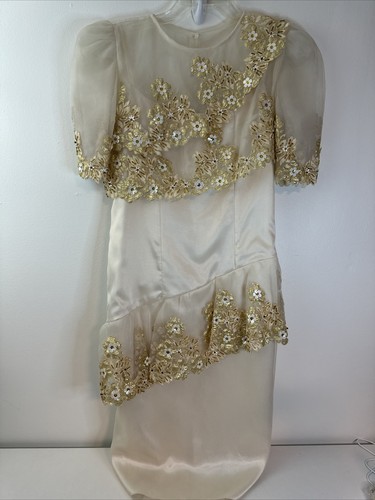 Custom Tailored Unbranded Dry Clean Only Brushed Silk, Hand Embellished Dress