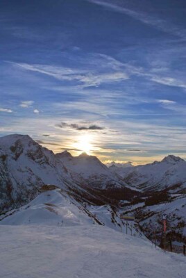 Sonnenuntergang Lech Zurs am Arlberg Ski Österreichische Alpen Österreich Berg Fotodruck