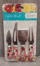 New The Pioneer Woman Cheerful Rose 4-Piece Cheese Knife Serving Set