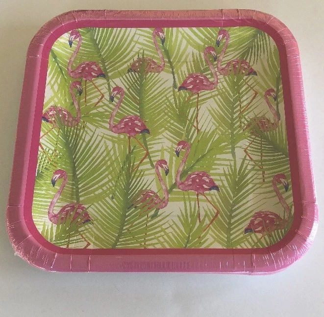 Flamingo Paper Dinner Plate Summer Graduation Birthday Party Wedding Tiki 14/pk - Image 4 of 4