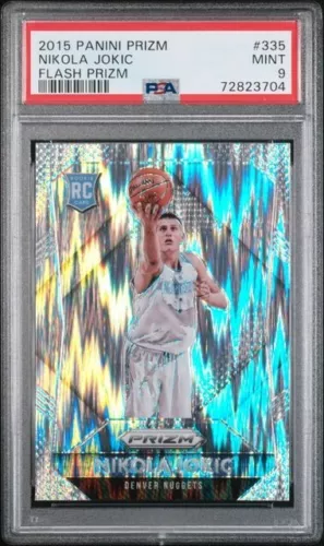 2015-16 Panini Prizm Nikola Jokic Rookie Flash Prizm RC #335 PSA 9 BS23