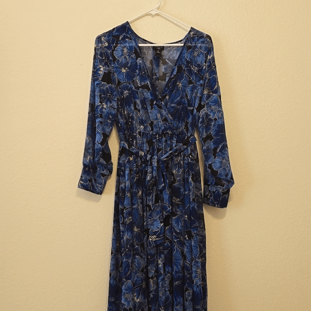 alexa b nites maxi dress Alexa B Nites Dresses | Alexa B Nites - Floral Chiffon Maxi Dress With Elastic Beaded Waist Size 8 | Color: Black/Pink | Size: 8