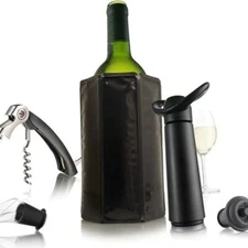 Vac-U-Vin  Wine Essentials 6 Piece Giftset, Standard, Black New in Box