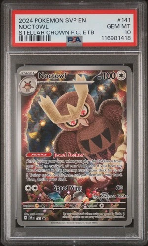 2024 Pokemon SVP EN-SV Black Star Promo #141 Noctowl Stellar Crown PC ETB PSA 10