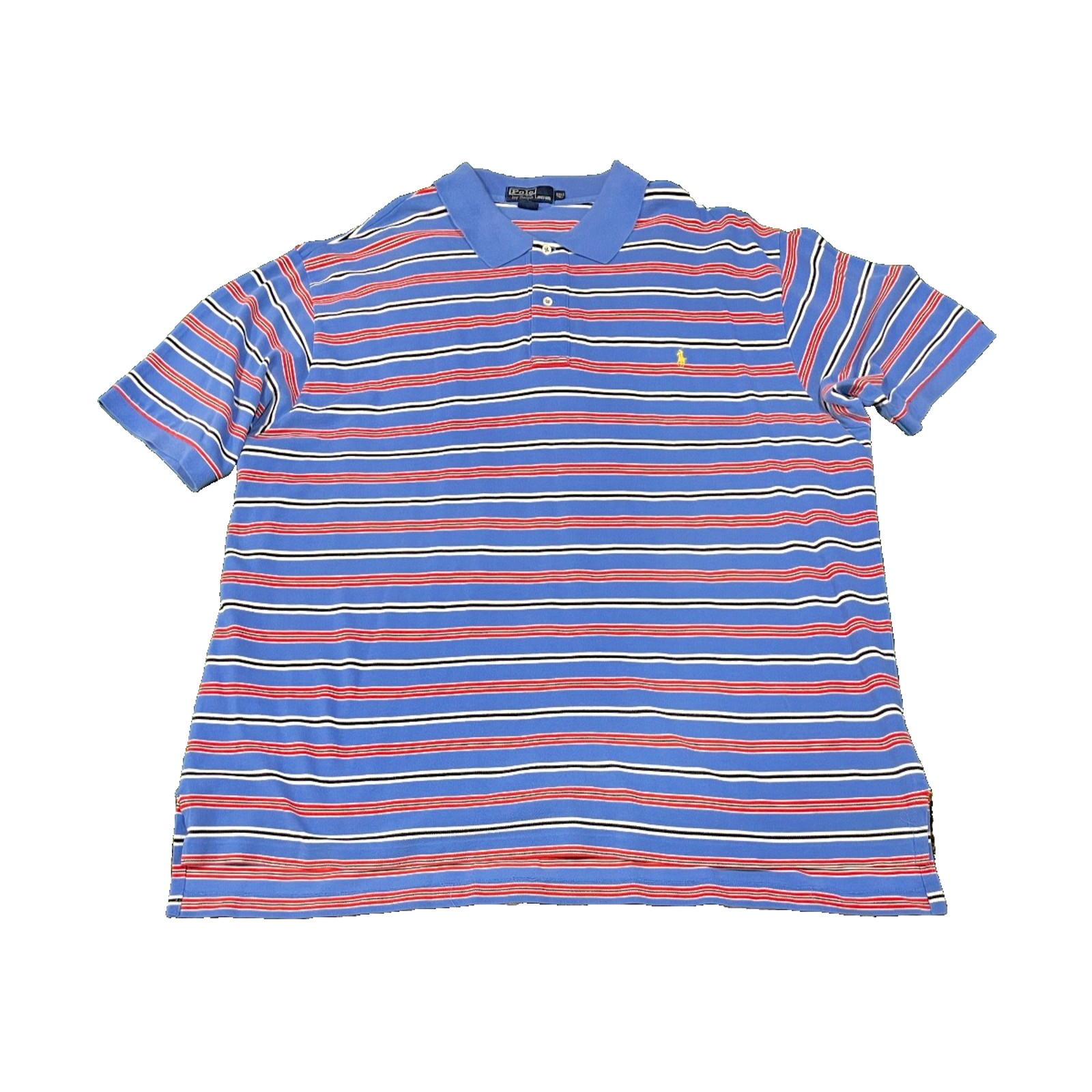 Polo by Ralph Lauren Vintage Striped Polo Shirt Yellow Pony Y2K 2000s 3XLT