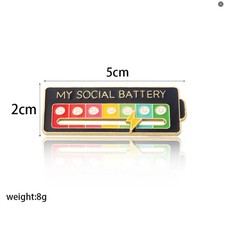 Interactive Social Battery Mood Attitude Tracker Brooch Pin Enamel Badge Gift UK