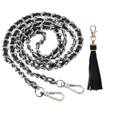 47 Inch Purse Chain Strap Purse Strap Replacement with Tassel Black/Silver