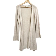 Guinevere Anthropologie Women’s Beige Shimmer Long Cardigan Angora Wool Blend M 