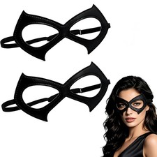 2 Pack Cat Mask for Women Halloween Black Masquerade Eye Mask Costume