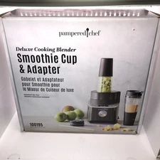 New Pampered Chef Deluxe Cooking Blender Smoothie Cup & Adapter 100195