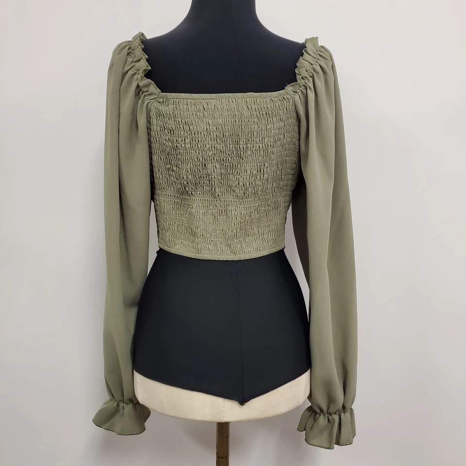 Shein 女式 Fairy Milkmaid 婴儿娃娃短上衣 S 码绿色 Coquette Cottagcore — 第 3/4 张图片